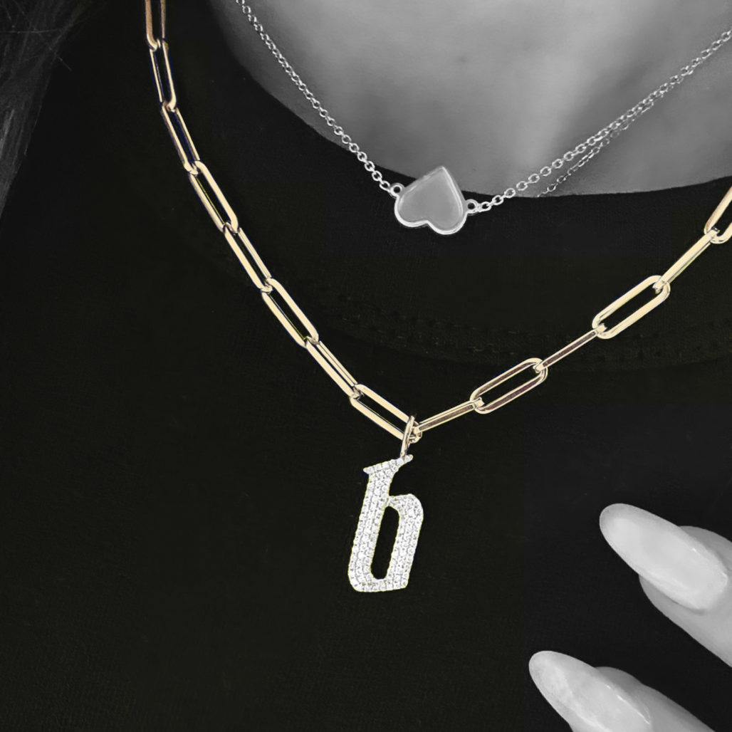 Large Gothic Initial Necklace on Paperclip Chain copy